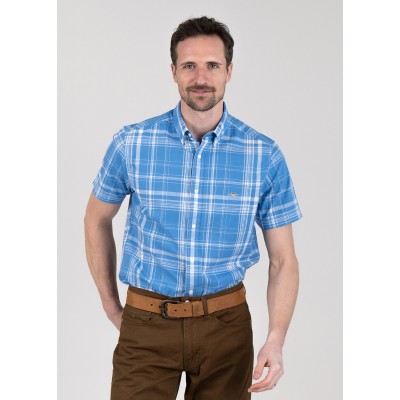 REG COTTON LINEN CHECK SS SHIRT