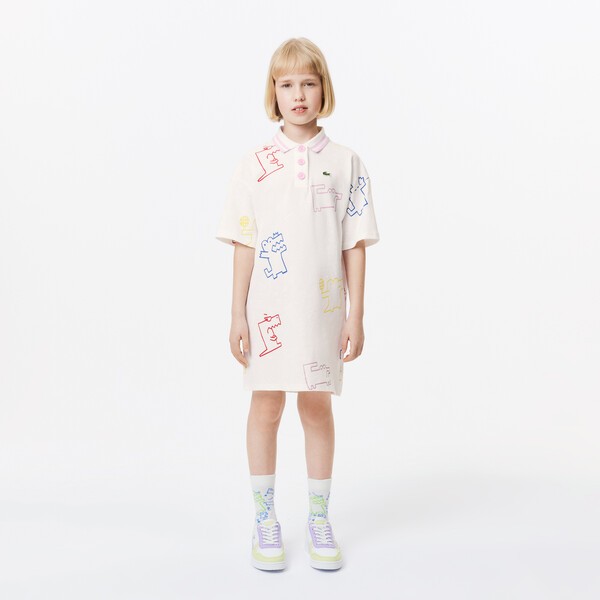 Robe en mini piqué imprimé crocodile en coton