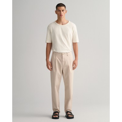 SLIM TAPERED PLEATED TWILL CHINOS