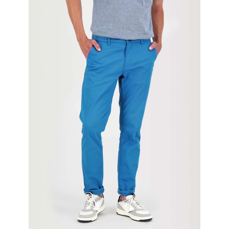 Pantalon Chino Homme Coton Stretch Bleu