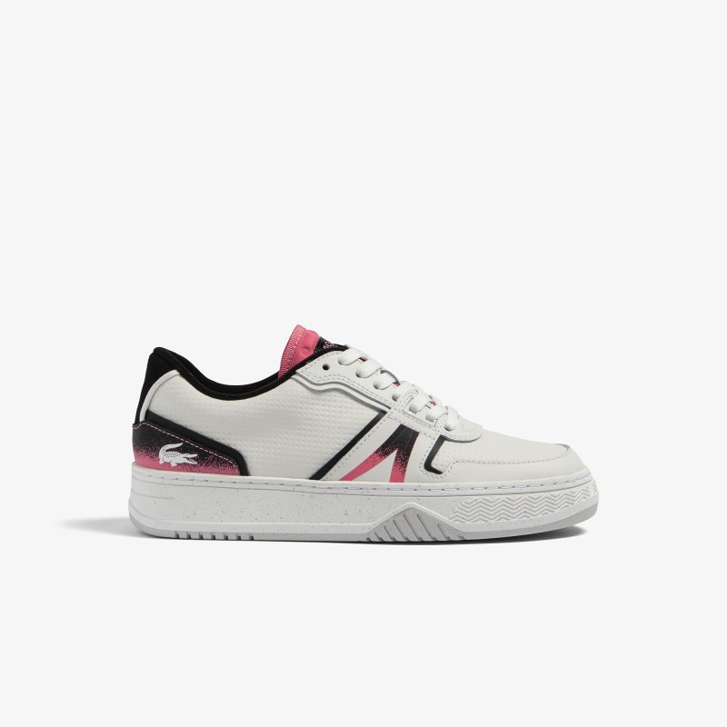 Sneakers L001 femme Lacoste en cuir, détail au talon