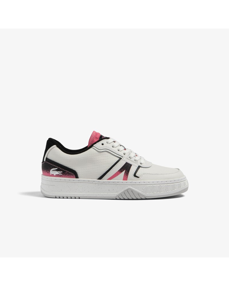 Sneakers L001 femme Lacoste en cuir, détail au talon