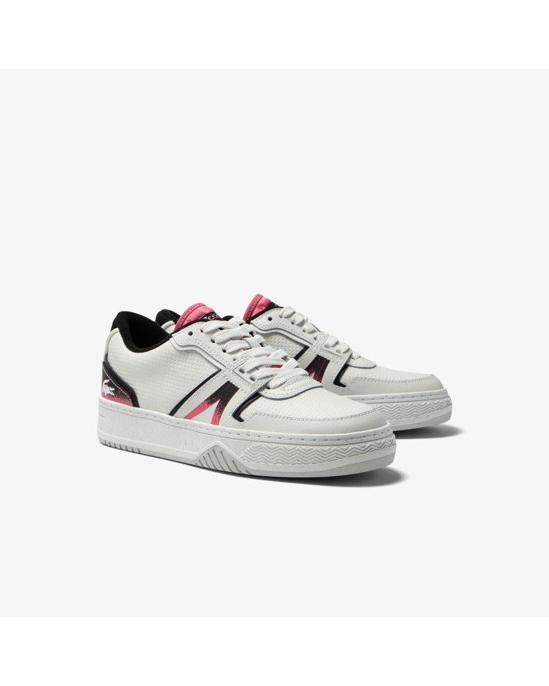 Sneakers L001 femme Lacoste en cuir, détail au talon