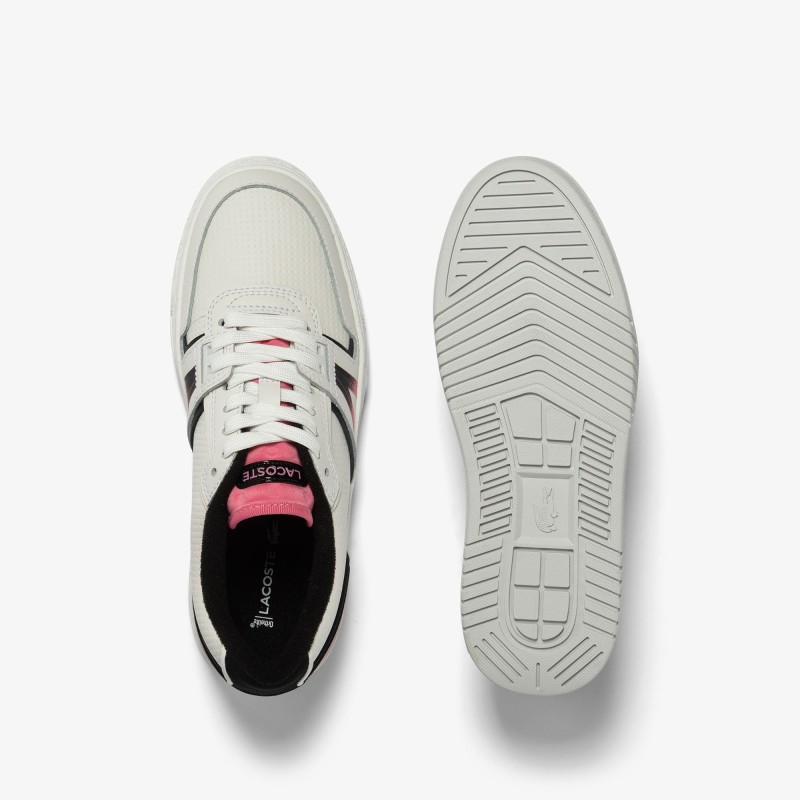 Sneakers L001 femme Lacoste en cuir, détail au talon