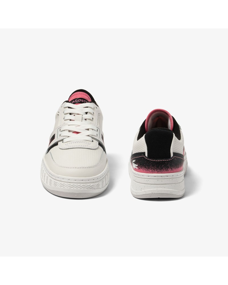 Sneakers L001 femme Lacoste en cuir, détail au talon