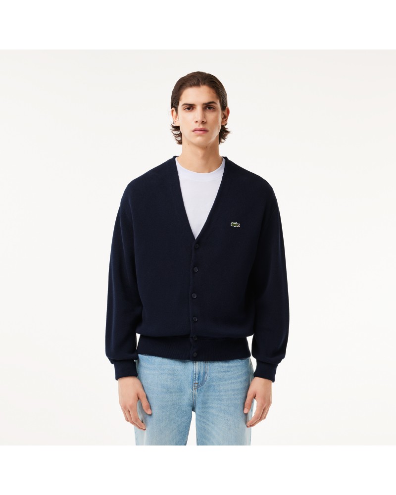 Cardigan col V homme Lacoste en coton biologique