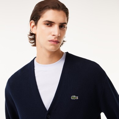 Cardigan col V homme Lacoste en coton biologique