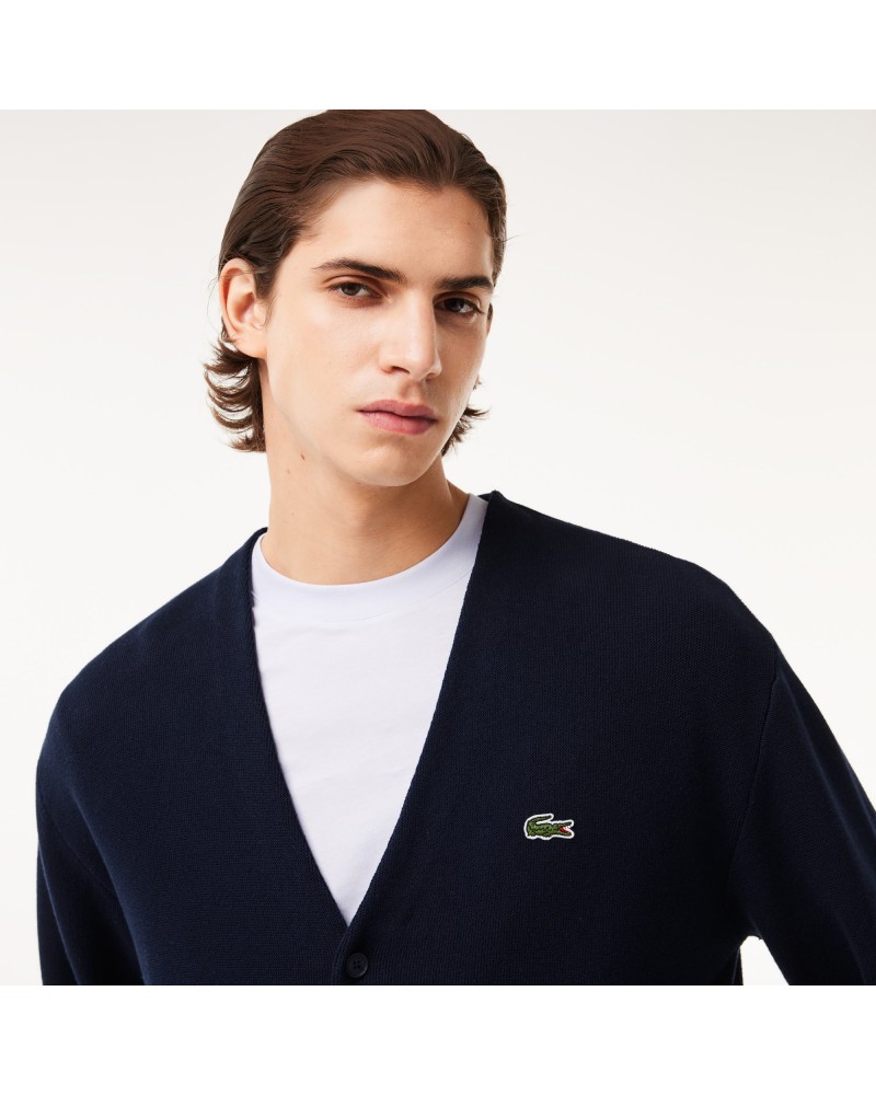 Cardigan col V homme Lacoste en coton biologique