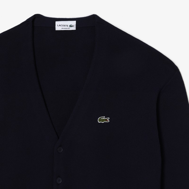 Cardigan col V homme Lacoste en coton biologique