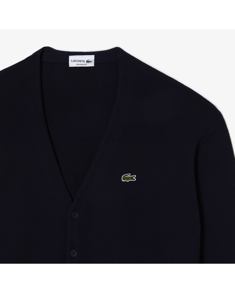 Cardigan col V homme Lacoste en coton biologique