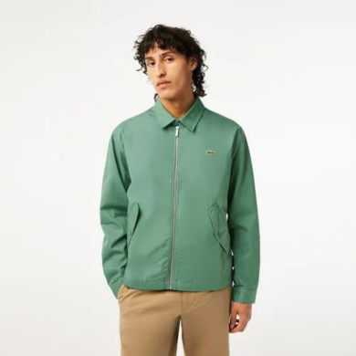 Veste zippée courte unie en gabardine de coton bio