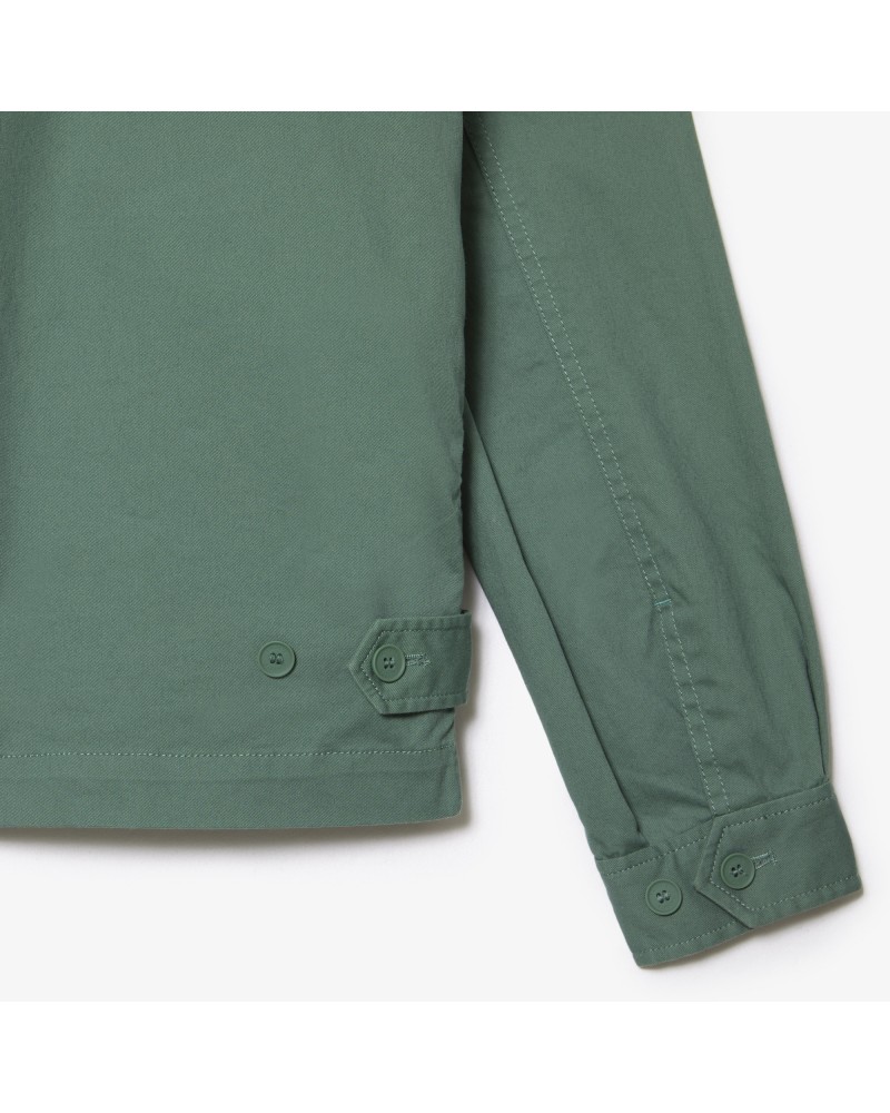 Veste zippée courte unie en gabardine de coton bio