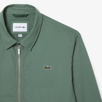 Veste zippée courte unie en gabardine de coton bio