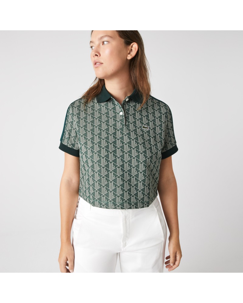 Polo femme regular fit avec col contrasté et imprimé monogramme