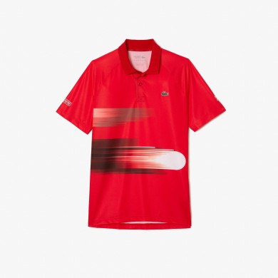 Polo homme Lacoste SPORT x Novak Djokovic coupe classique rouge à motifs