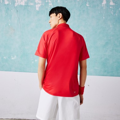 Polo homme Lacoste SPORT x Novak Djokovic coupe classique rouge à motifs