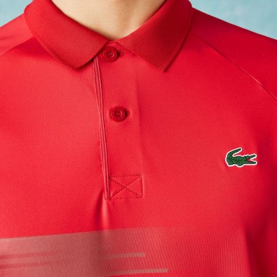 Polo homme Lacoste SPORT x Novak Djokovic coupe classique rouge à motifs