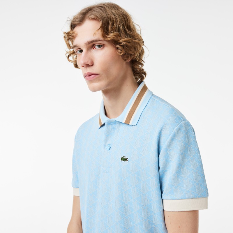 Polo motif monogramme classic fit à col contrasté