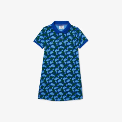 Lacoste X Minecraft Robe bleue à manches courtes et col polo