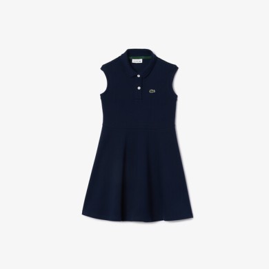 Robe polo fille Lacoste avec taille cintrée en piqué stretch