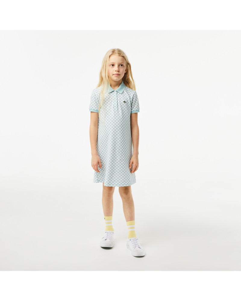 Robe polo fille Lacoste imprimé damier en coton biologique