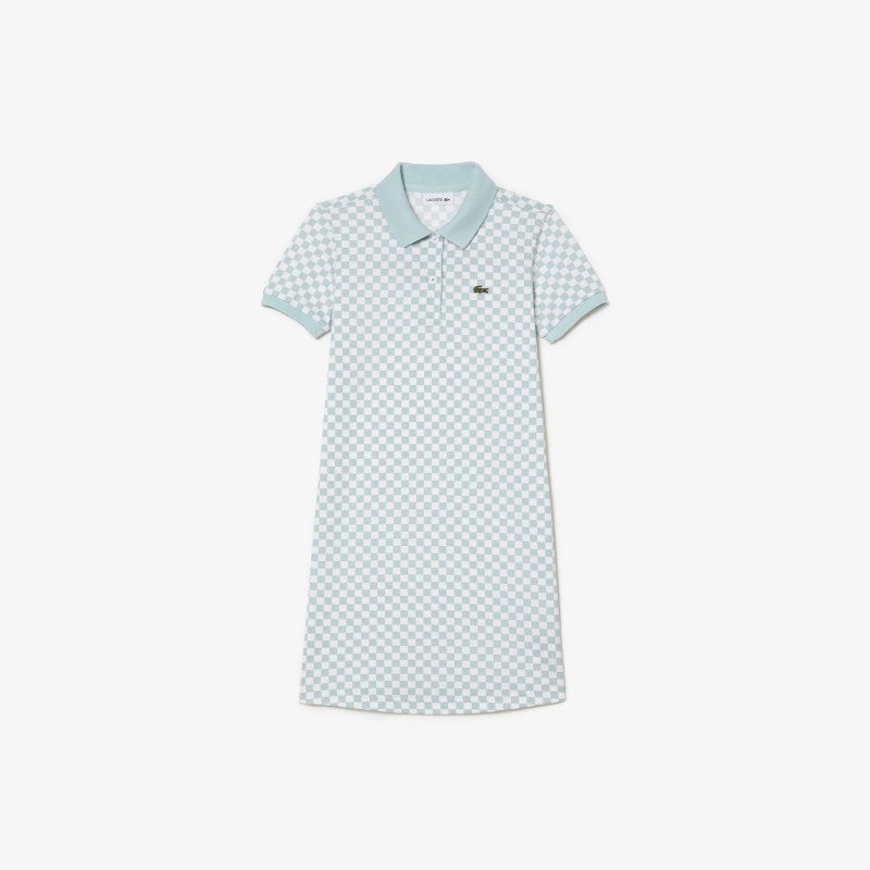 Robe polo fille Lacoste imprimé damier en coton biologique