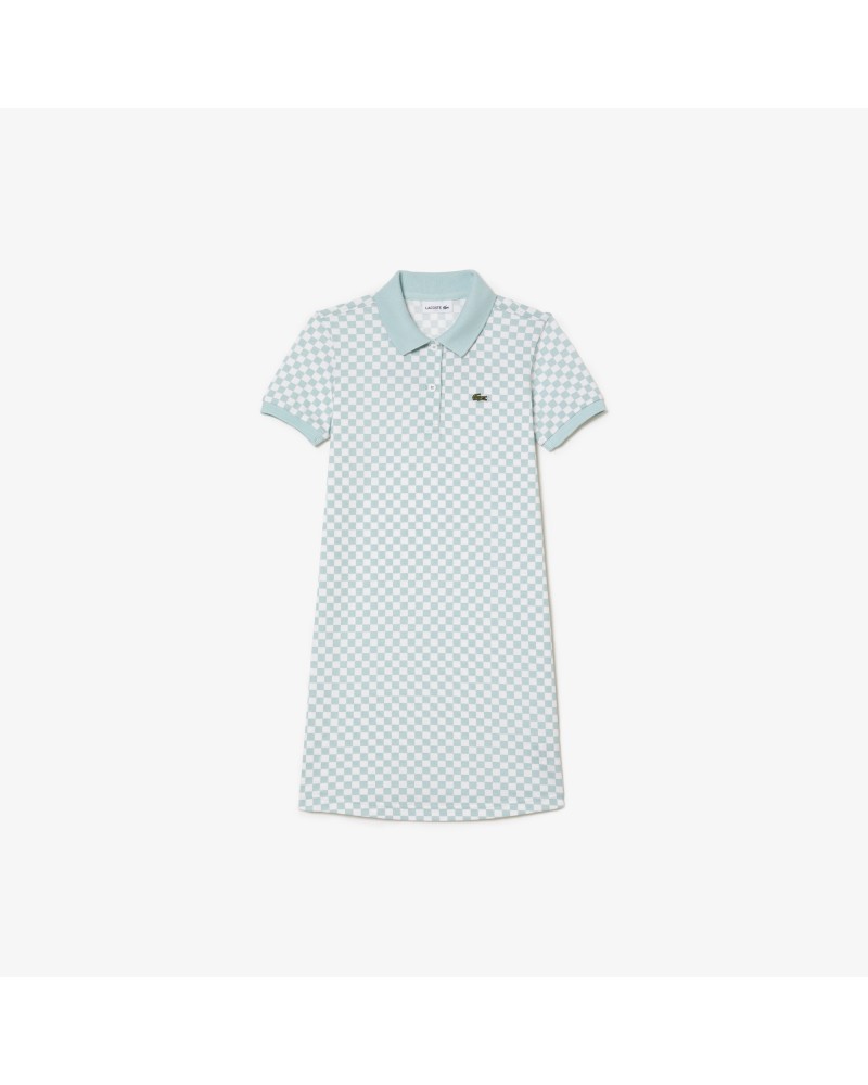 Robe polo fille Lacoste imprimé damier en coton biologique