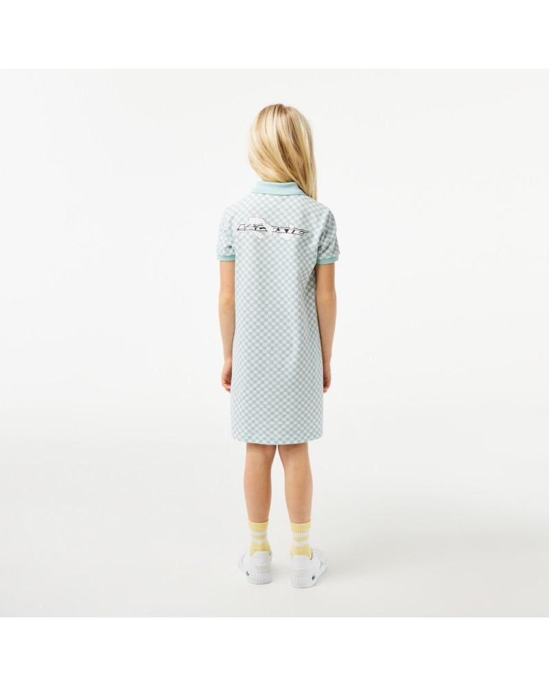 Robe polo fille Lacoste imprimé damier en coton biologique