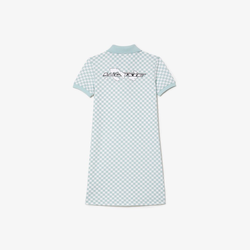 Robe polo fille Lacoste imprimé damier en coton biologique