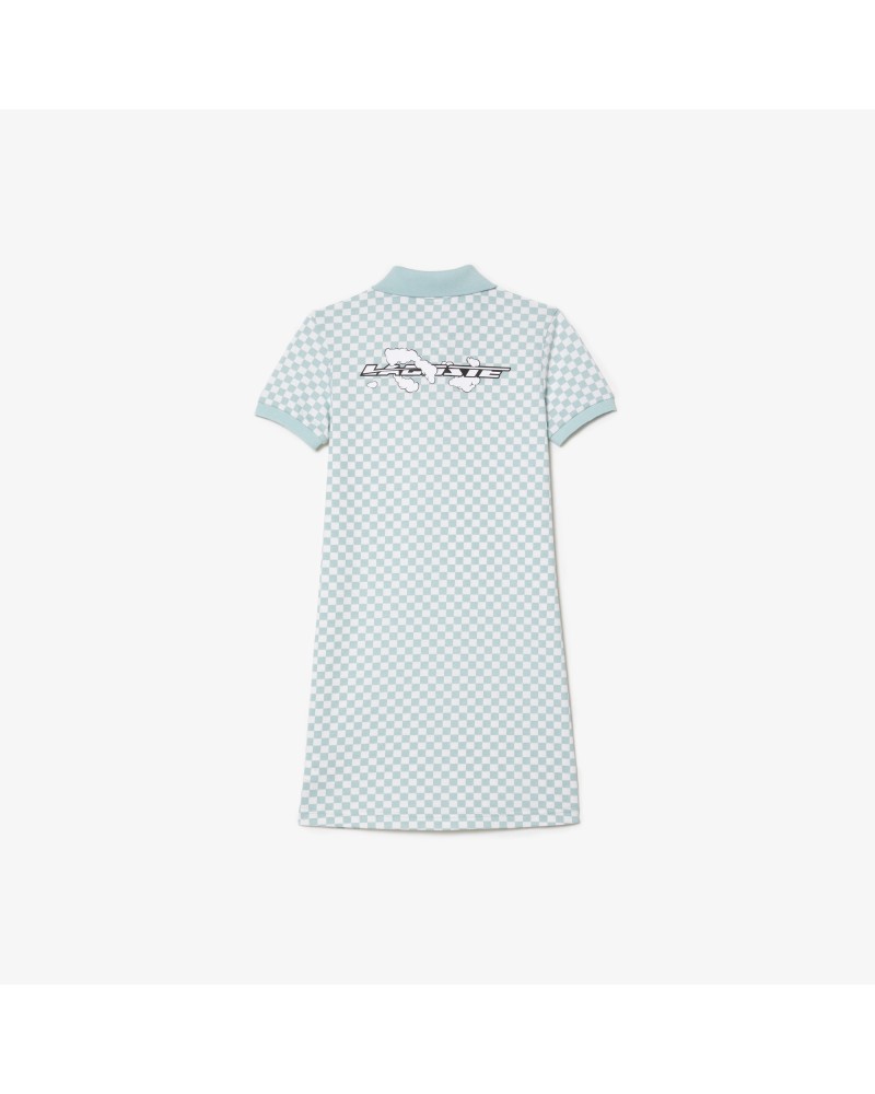 Robe polo fille Lacoste imprimé damier en coton biologique