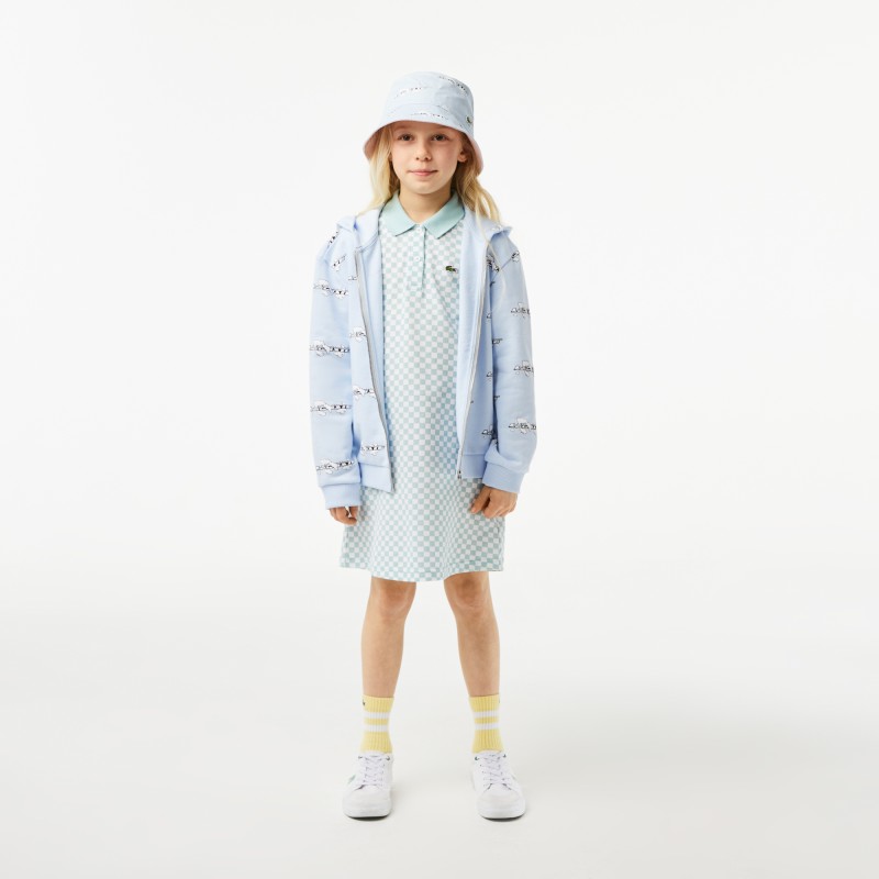 Robe polo fille Lacoste imprimé damier en coton biologique