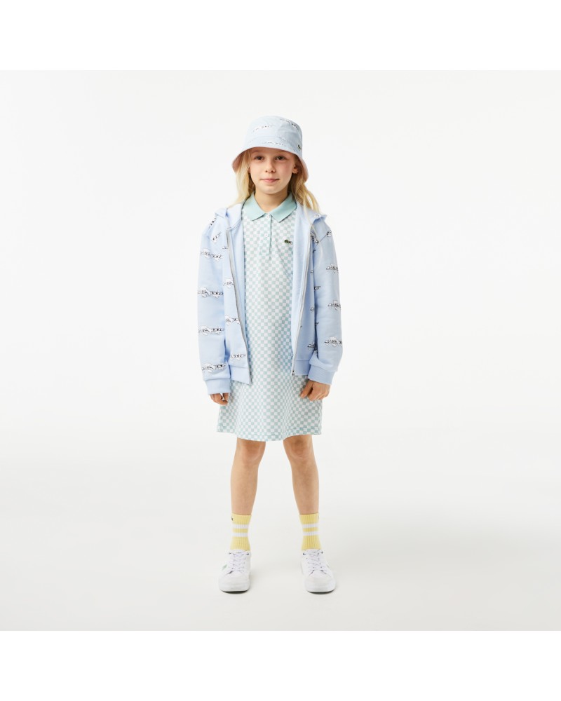 Robe polo fille Lacoste imprimé damier en coton biologique