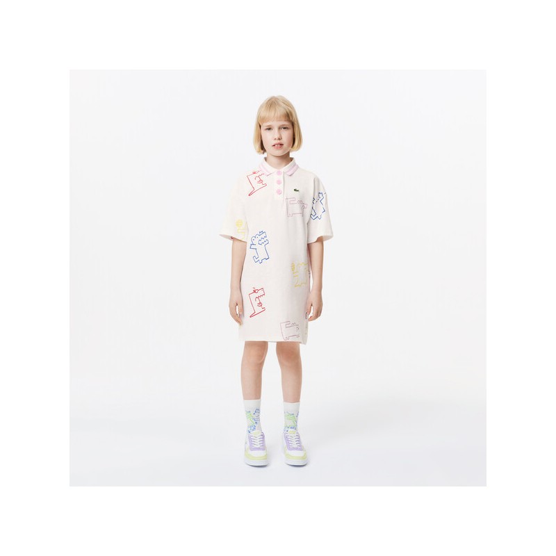 Robe en mini piqué imprimé crocodile en coton