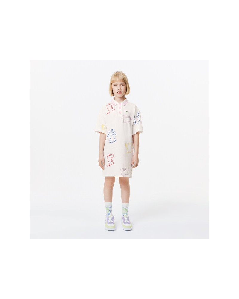 Robe en mini piqué imprimé crocodile en coton