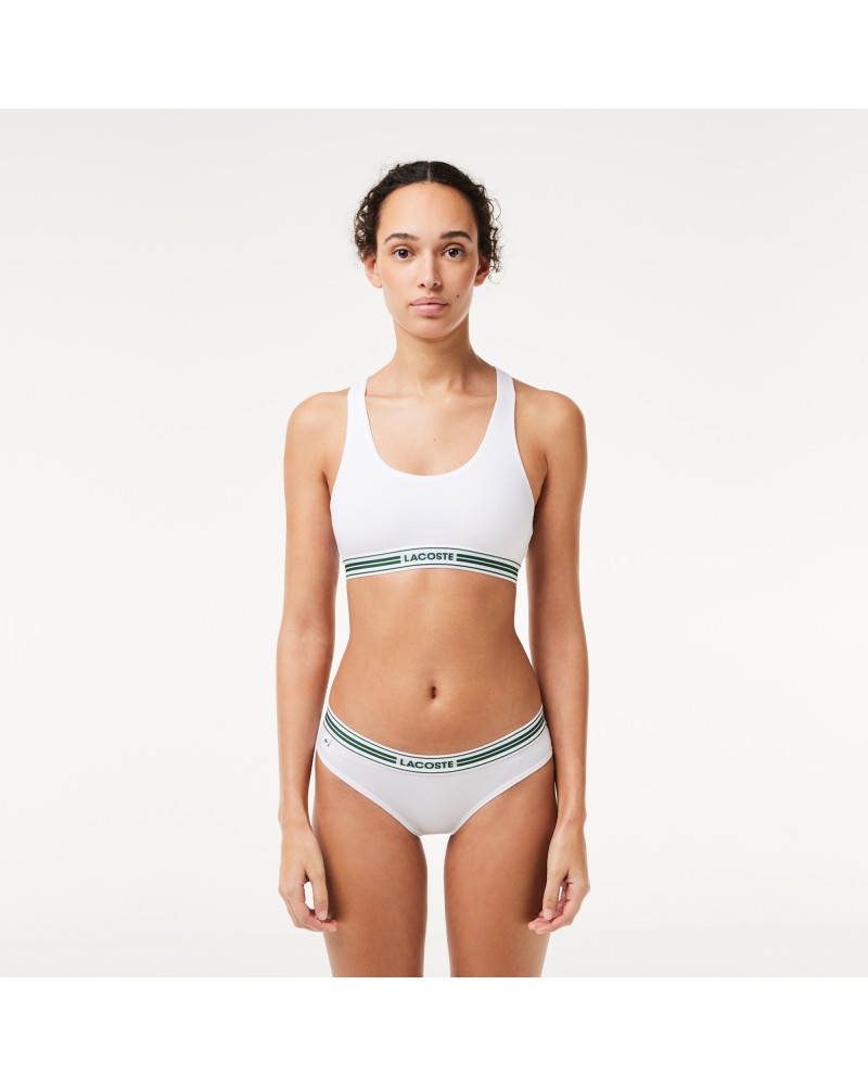 Brassière avec logo centré en coton stretch