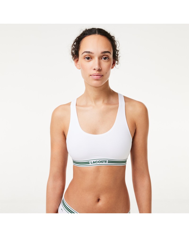 Brassière avec logo centré en coton stretch