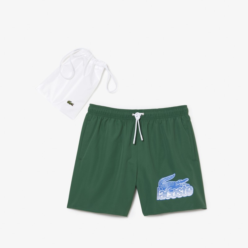 Short de bain homme Lacoste quick dry avec son sac de voyage