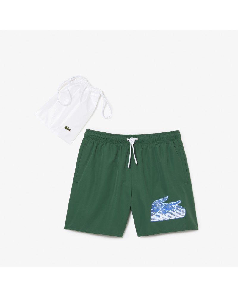 Short de bain homme Lacoste quick dry avec son sac de voyage