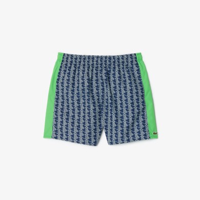 Short de bain mi-long imprimé monogramme