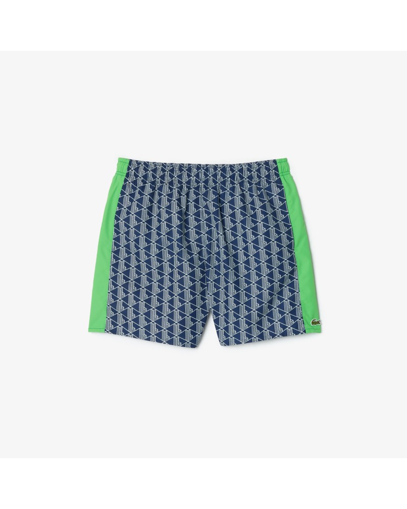 Short de bain mi-long imprimé monogramme