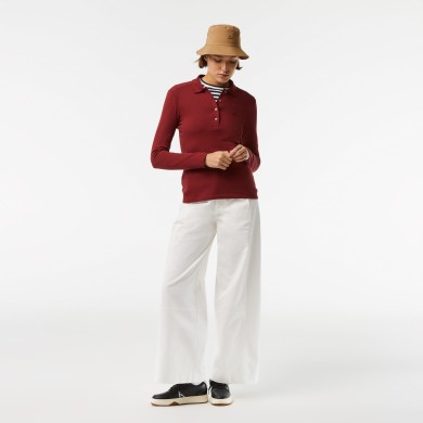 Polo Lacoste slim fit à manches longues en piqué stretch