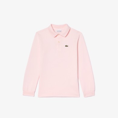 Polo regular fit à manches longues enfant Lacoste en petit piqué uni