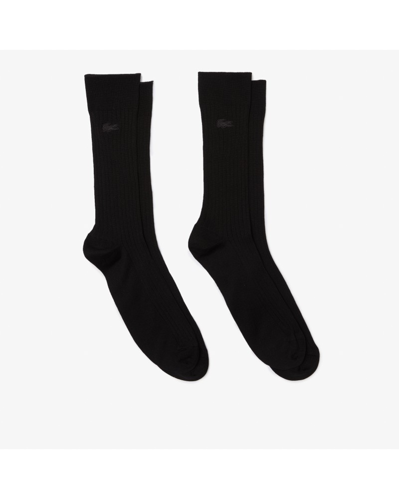 Lot de 2 paires de chaussettes montantes unisexes en coton uni