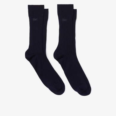 Lot de 2 paires de chaussettes montantes unisexes en coton uni