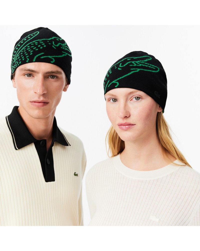 Bonnet en laine avec crocodile