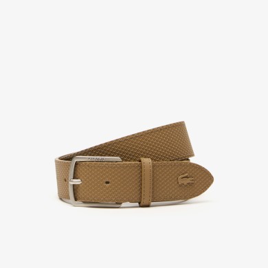 Ceinture en cuir texturé à boucle gravée Lacoste