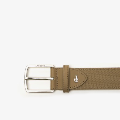 Ceinture en cuir texturé à boucle gravée Lacoste