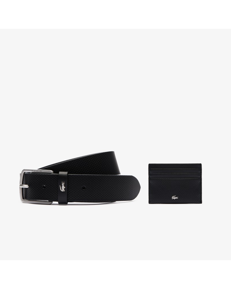 Coffret ceinture en cuir et porte-cartes