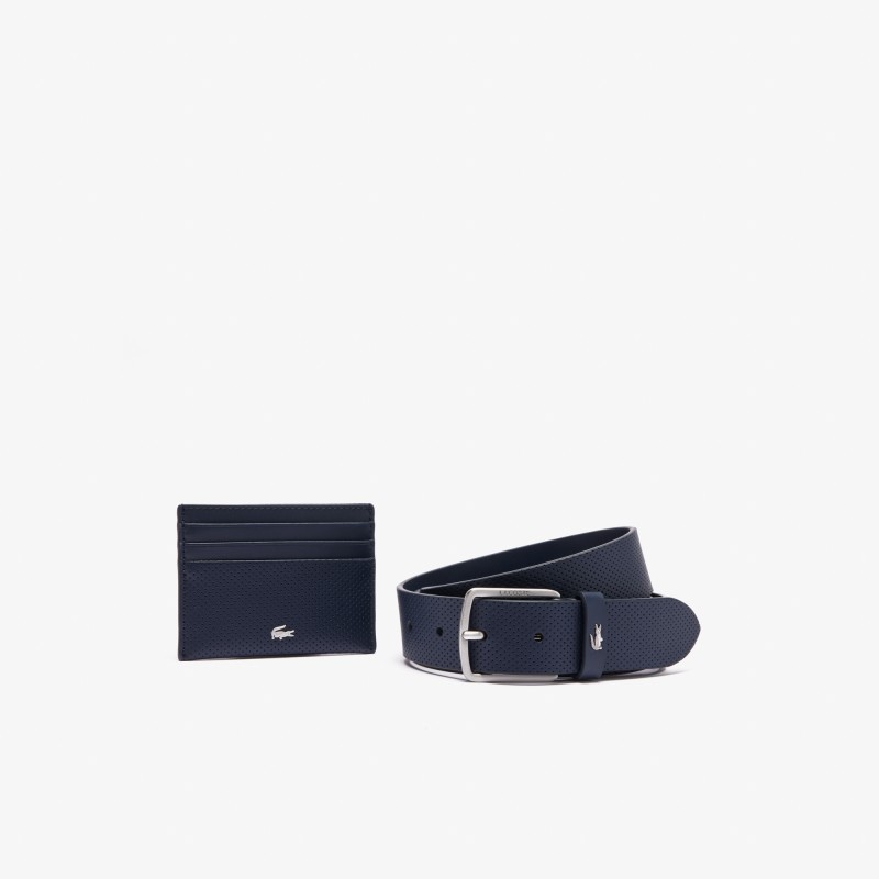 Coffret ceinture en cuir et porte-cartes