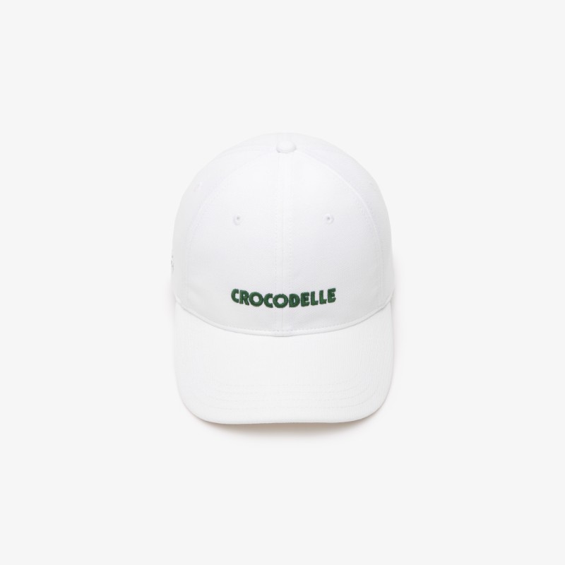 Casquette en piqué de coton avec crocodile brodé